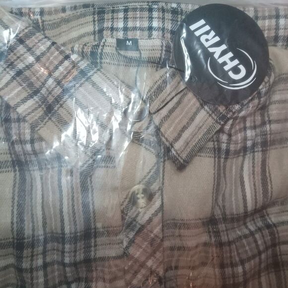 CHYRII Womens Button Down Flannel Shirts Long Sleeve Plaid Shackets Business... - Picture 4 of 7